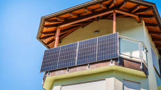 Balcony solar power plant.  Mini PV plants generate your own electricity plug play